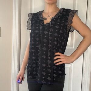 Lucky Brand Black and White Knit Blouse